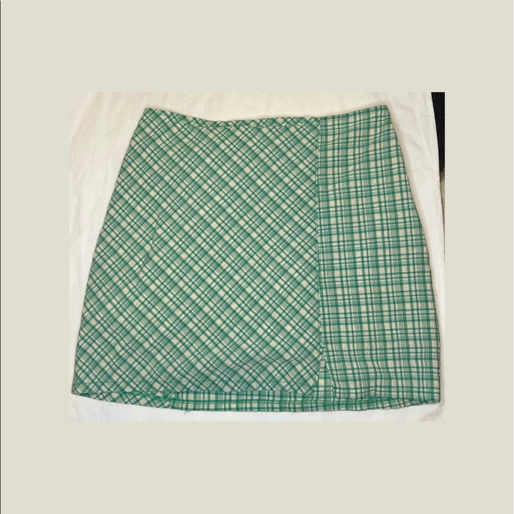 Urban Outfitters Krista Plaid Notched Mini Skirt